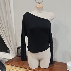 We The Free Black One-Shoulder Knit Top Sz Small